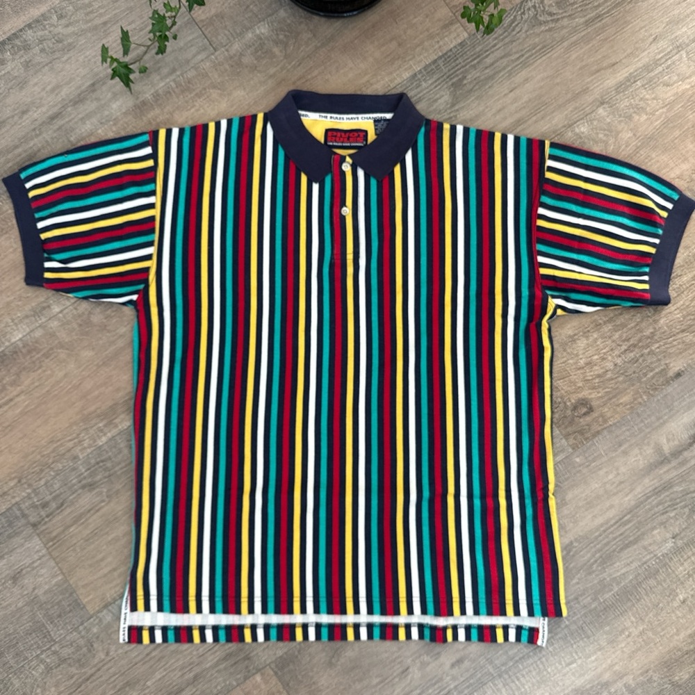 Vintage 90s PIVOT Striped Polo Shirt Streetwear Top